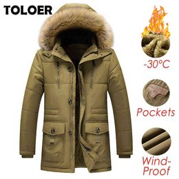 2021 New Men Winter Jacket Parkas Coat Fur Collar Fashion Thicken Cotton Warm Wool Liner Jackets Casual Large Size 4XL Men Coats Y1103