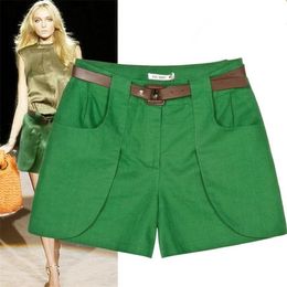 Linen Shorts Women high waist Loose solid cotton linen feminino short Plus Size 3XL 210724
