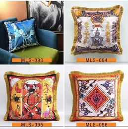 Luxury pillow case designer Signage tassel carriage Chain geometry 18 patterns printting pillowcase cushion cover 45*45cm for 4 seasons deco