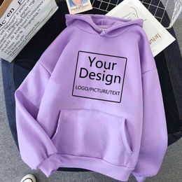 Women Custom Hoodie Customise Personalised Hoodie Customised Print Text DIY Hoodie Drop Sweatshirts 211108