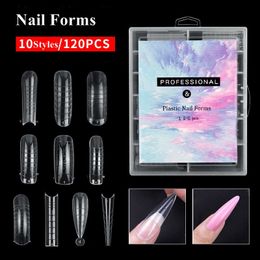 120pcs/set Full Cover Acrylic Nail Forms with Scale 10 Styles Nails Art Tips Extension Gel Dual Mould