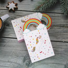 Candy Box Rainbow Unicorn Hand Boxes Gift Wrap Kids BirthDay Biscuit Packaging Carton Wedding