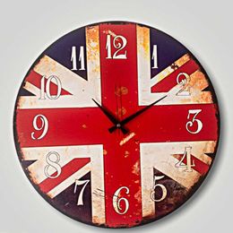 Wall Clocks KalyonHome Silent Non-Ticking Wooden Decorative Round Clock Quality Battery Operated Vintage Rustic Country
