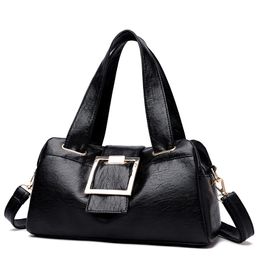 Leather Handbags For Women Designer 2021 Trend Solid Colour Shoulder Bag Black Casual Tote Bolsos Mujer Sac A Main Cross Body