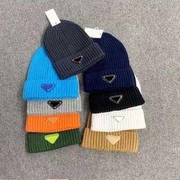 2021 autumn and winter triangle knitted letter caps men women hedging wool casual warm stretch headwear outdoor fashion high quality 9 Colours