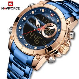 NAVIFORCE Luxury Brand Men Military Sport Wrist Watch Waterproof Quartz Stainless Steel Male Clock Watches Relogio Masculino 210517