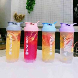 500ml Water Bottle Camping Sports Shaker Cup with Stirring Ball PP Leakproof Effortlessly Protein Mixes Water Cup for Travel Y1223