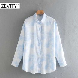 ZEVITY women fashion long sleeve turn down collar print casual smock blouse shirt women business blusa femininas tops LS7130 210603