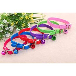 12 pcs/lot Elastic Collier Chat Puppy Pet Dog Cat Collar Bell Coleira Gato for Small Chihuahua Teddy Kitten 1*30cm Wholesale 210325