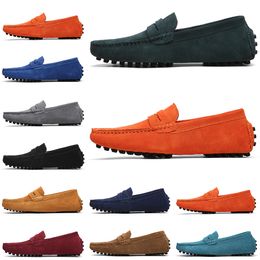 2022 High quality Non-Brand men running shoes black light blue wine red Grey orange green brown mens slip on lazy Leather shoe