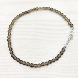 MG0143 Wholesale Smoky Quartz Anklet Handamde Natural Stone Mala Beads Anklet 4 mm Mini Gemstone Jewelry