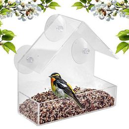 bird seed holder Australia - Other Bird Supplies Triangular Shaped Birds Feeder Acrylic Transparent Food Seed Holder Container Hanging Not Easily Broken
