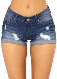 Zerrissene Denim-Shorts für Damen, modische, lässige kurze Jeans für Damen
