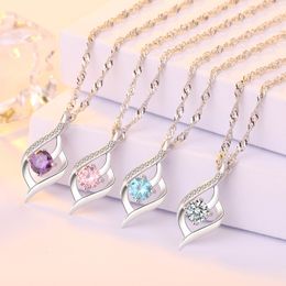 925 Sterling Silver New Woman Fashion Jewellery S925 cubic zircon Eight heart eight arrows Heart Pendant Necklace Length 45CM