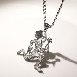 Large 2&#039;&#039; Juggalo Predator Charm Stainless steel ICP HATCHETMAN Pendant Necklace curb chain 5mm 24 inch for Mens Gifts