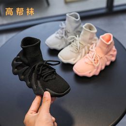 Kids Fashion Boots Children's Sports Shoes 2021 Autumn New Breathable Boys Sneakers Short Boots Girls Socks Baby Boy Shoes Botas G1025