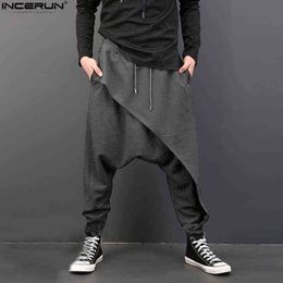 Harem Pants Men 2020 Baggy Joggers Pants Men Casual Drop Crotch Loose Harem Sweatpants Streetwear Fashion Punk Style Trousers G0104