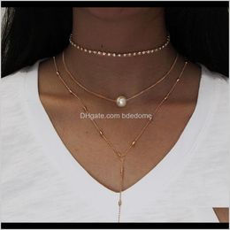 Pendant Necklaces & Pendants Jewelry Drop Delivery 2021 Multi Layers Acrylic Diamond Setting Choker Bead Heart Pearl Charm Y Shape Beaded Cha