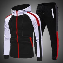 Men Tracksuit Pants Jogging Suit 2 Pcs Tracksuit Autumn Winter Men Outfits Sportswear Running Sweatsuit Loose Fit Clothes Men 210722
