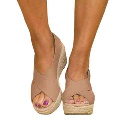 2021 Fashion Women Sandas Summer Platform Wedge High Heels Casual Comfortable Light Open Toe Leisure Shoes Woman Sandals Female Y0714