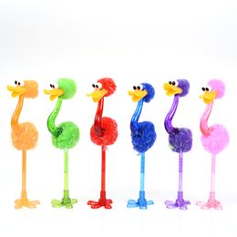 Creative Plush Ostrich Ballpoint Pen 0.5mm Blue Ink Signature Ball Pen School Office Desk Stand Kawaii Wrting Stationery