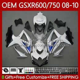 Injection Mould Fairings For SUZUKI GSXR-750 GSXR600 GSXR 600 750 CC K8 2008 2009 2010 88No.115 GSXR750 GSX-R600 White blue blk GSX-R750 600CC 750CC GSXR-600 08 09 10 Body