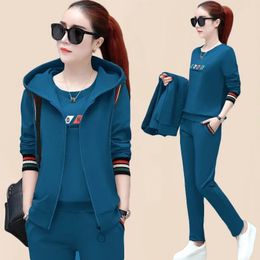 Women's Two Piece Pants Fall Fashion Hooded Vest Women Sweat Suit Plus Size Jogging Three Set Casual Sweatshirt And Sweatpant Korean Tracksu