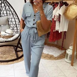 Elegant Office Ladies OL Clothes Women Autumn Jumpsuit Lapel Sashes Rompers Femme Feminino Monos Mujer Women's Jumpsuits &