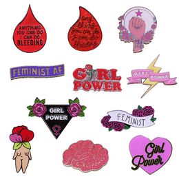 Pins, Brooches Feminist Pin Collection Blood Drop Period Positive Female Empowerment GRL PWR Badge Gift For Women