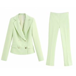 Summer Women Pant Suits Two-piece sets OL Solid Short Blazers Coats and Pants Female Casual 2-pieces set Clothing 210513