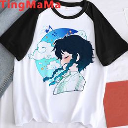 Genshin Impact Keqing top tees summer top men couple clothes tumblr print t-shirt white t shirt tumblr Y0901