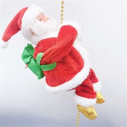 2022 Gift Electric Climbing Ladder Santa Claus Christmas Ornament Decoration For Home Tree Hanging Decor With Music 211018