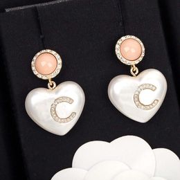 Fashion style Top quality drop earring with diamond and white pink Colour for women wedding Jewellery gift have box stamp PS3959
