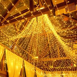 Strings Xmas Fairy Light 10/20 M Led String 8 Modes Star Curtain Hristmas Garland Lamp Wedding Party Holiday Decor Lights