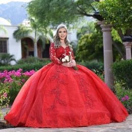 Mexican Sweet 15 Quinceanera Dresses With Lace Appliqued Ball Gown Prom Dress Sweep Train vestidos de xv Novia