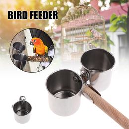 Other Bird Supplies Feeder Bowl Parrot Hanging Birdcage Food Bowls With Clamp Stand Stainless Steel Perches Play Water Holder For Pet TS3