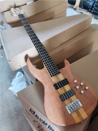 In stock 5 Strings Neck-thru-body 24 Frets Electric Bass Guitar with Chrome Hardware,Can be Customised