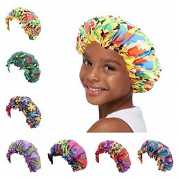 Infant Toddler Printted Hat Double Satin Cap Girl Shower Bonnet Kid Newborn Headwear Accessorise Baby Diy Photo Props