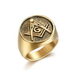 Stainless steel men's solid rings Fraternity association Masons ring Freemasonry symbol masonic unique masonic gifts