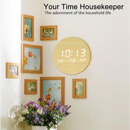 Wall Clocks Creative Fashion LED Clock Wood Nordic Modern Design Home Decor Living Room Decoration Reloj Pared BC