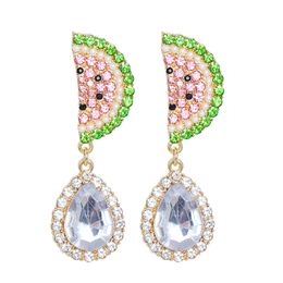 Dangle & Chandelier Trend Exquisite For Women's Watermelon Earrings Geometry Crystal Water Drop Earring Jewellery Girl First Choice Party Banquet Accessories