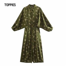 Fashion Animal Printing Shirt Dresses Women Loose Midi Dress Female Long Sleeve Leopard Clothes 210421