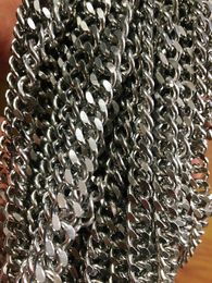 5Meter Lot Silver 10mm wide Jewelry Findings Chain Stainless Steel Miami Curb Link Marking DIY Necklace bracelet Clothes hat bag accessories Heavy