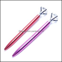 Writing Supplies School Business & Industrialbig Carat Diamond Crystal Pen Gem Ballpoint Ring Wedding Office Metal Roller Ball Purple Pens D