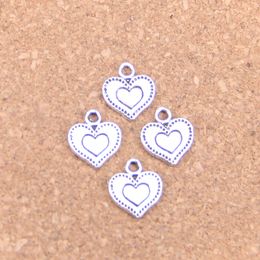 160pcs Antique Silver Bronze Plated heart Charms Pendant DIY Necklace Bracelet Bangle Findings 13*11mm