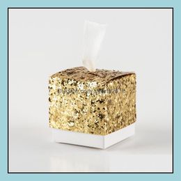 Event Festive Supplies Home & Garden Wedding Party Favors And Gifts Candy "All That Glitters" Gold Glitter Favor Bag Box For Guest Lx1714 Dr