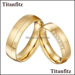 Cluster Rings Jewellery Love Alliance Gold Colour Marriage His And Hers Couple Wedding Set For Men Women Girls Proposal Comfort Fit Y0420 Drop