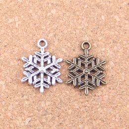 100pcs Antique Silver Bronze Plated snow snowflake Charms Pendant DIY Necklace Bracelet Bangle Findings 22*16mm