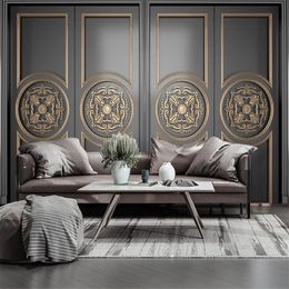 Customised wallpaper 3d stereo photo mural new Chinese golden carved living room bedroom European background wall paper
