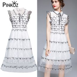 white elegant midi dress lace ruffles layered up ruched embroidery high waist dresses for women lady party French za 210421